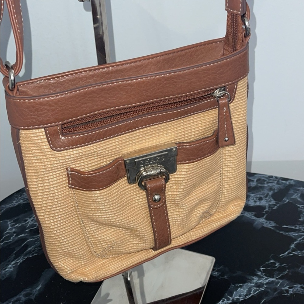 CHAPS Handbag Crossbody Purse Brown Tan - Picture 2 of 11